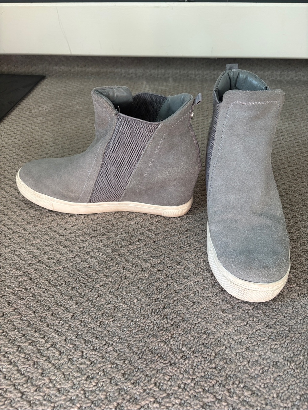 Steve Madden Gray Suede Wedge Sneaker Booties
